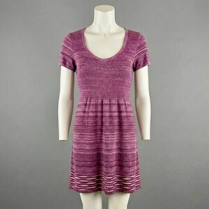 Retro Target Purple Knit Midi Dress XXL | Soft Stretch Short Sleeve Dress